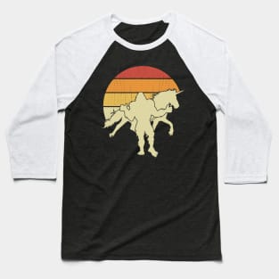 Bigfoot Walking Unicorn Baseball T-Shirt